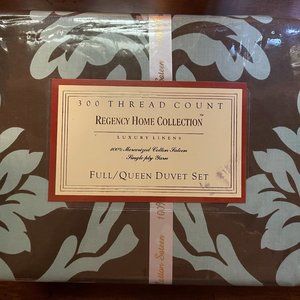 Havana duvet set in water blue/chocolate - 100% cotton sateen
